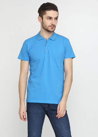 Голубой футболка-поло для мужчин MSY однотонная
