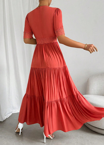 Оранжевое кэжуал платье SHEIN однотонное