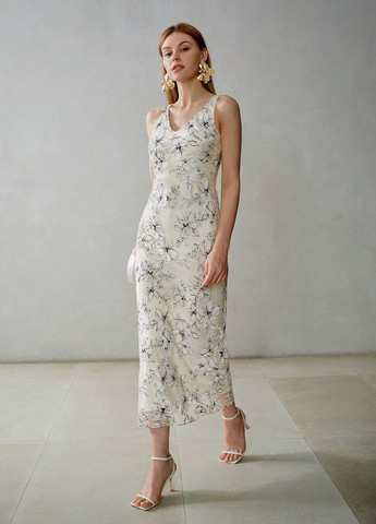 Кремова кежуал сукня силуетна SHEIN з квітковим принтом