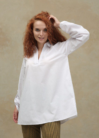 Біла біла блузка з рукавом реглан 7/8 на хлястику INNOE Блузка
