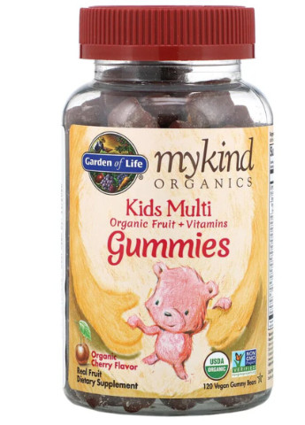Мультивітаміни для дітей, смак вишні, Kids Multi, MyKind Organics,, 120 веганських мармеладних ведмедиків Garden of Life (228291554)