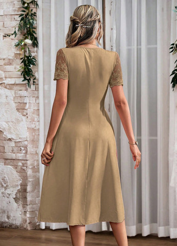 Світло-бежева кежуал сукня а-силует SHEIN однотонна