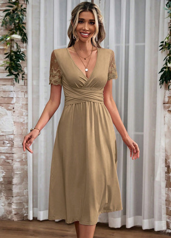 Світло-бежева кежуал сукня а-силует SHEIN однотонна