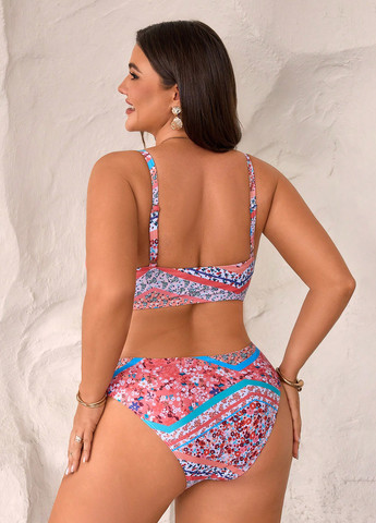 Комбинированный летний купальник (лиф, трусики) топ, раздельный SHEIN