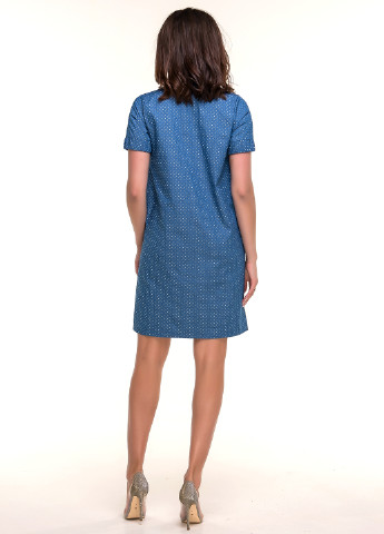 Синее кэжуал платье Ravol в горошек