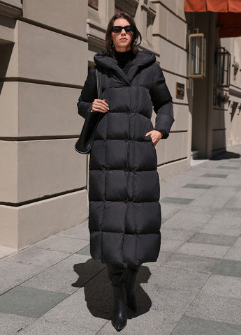 Черная зимняя куртка куртка-пальто SHEIN