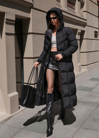 Черная зимняя куртка куртка-пальто SHEIN