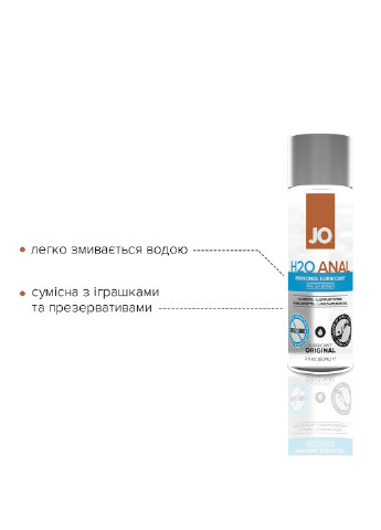 Анальна змазка ANAL H2O — ORIGINAL (60 мл) на водній основі, рослинний гліцерин System JO (254583455)