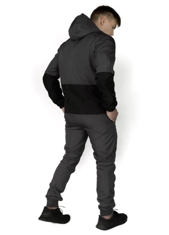 Комбинированная демисезонная куртка softshell light серо-черная Intruder
