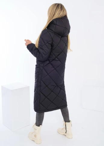 Чорна зимня стьобане пальто Elegans