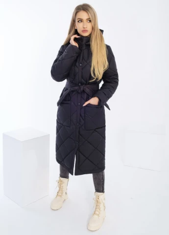 Чорна зимня стьобане пальто Elegans