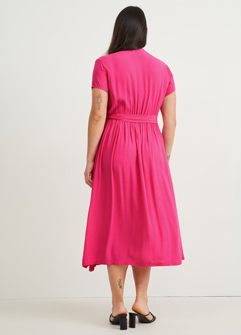 Розовое кэжуал платье на запах C&A однотонное