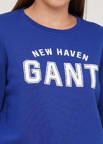 Gant свитшот надпись синий кэжуал трикотаж, хлопок