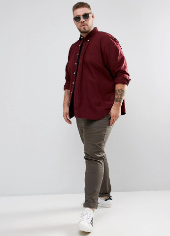 Бордовая кэжуал рубашка с логотипом Ralph Lauren