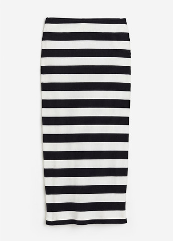 Черная кэжуал в полоску юбка H&M карандаш