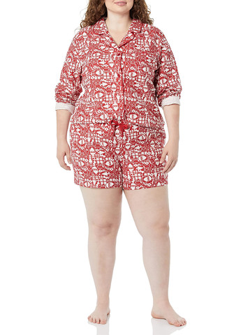 Красная всесезон пижама (рубашка, шорты) рубашка + шорты Amazon Essentials