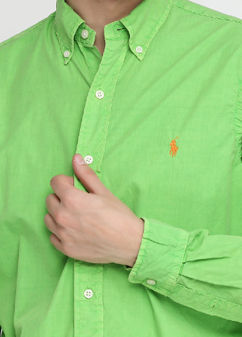 Салатовая кэжуал рубашка однотонная Ralph Lauren с длинным рукавом