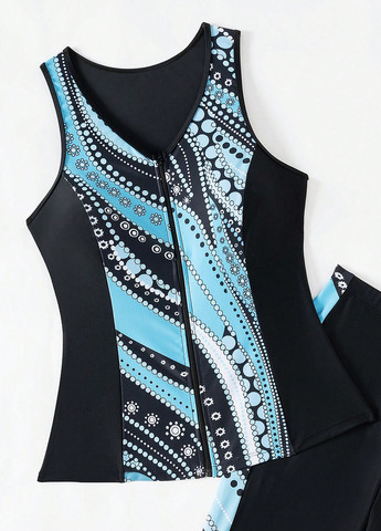 Комбінований літній купальник (майка, шорти) танкіні, роздільний SHEIN