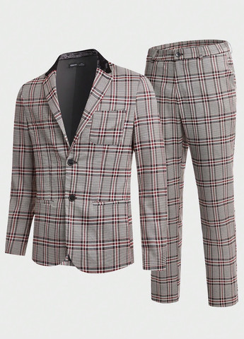 Сіро-бежевий демісезонний костюм (піджак, штани) брючний SHEIN