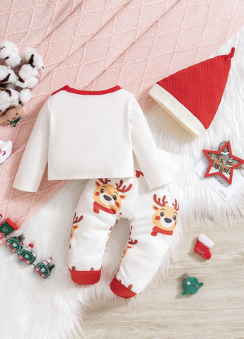 Біла зимня піжама (лонгслів, штани, ковпачок) SHEIN