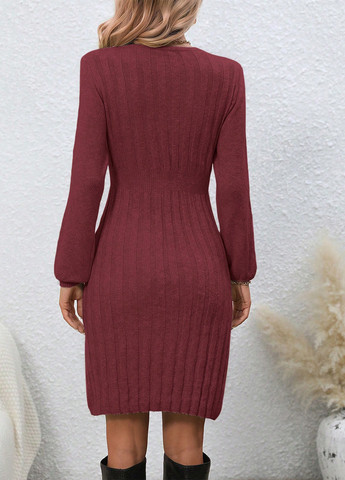 Бордова кежуал сукня сукня светр SHEIN однотонна