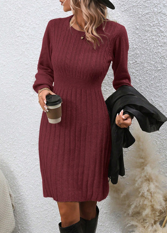 Бордова кежуал сукня сукня светр SHEIN однотонна