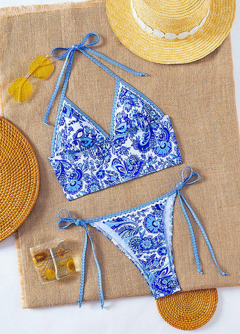 Комбинированный летний купальник (лиф, трусики) топ, раздельный SHEIN