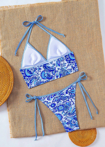 Комбинированный летний купальник (лиф, трусики) топ, раздельный SHEIN