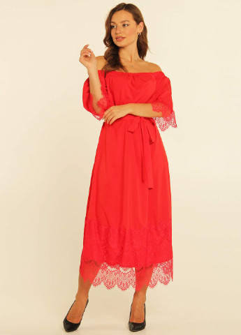 Красное кэжуал платье а-силуэт Majaly однотонное