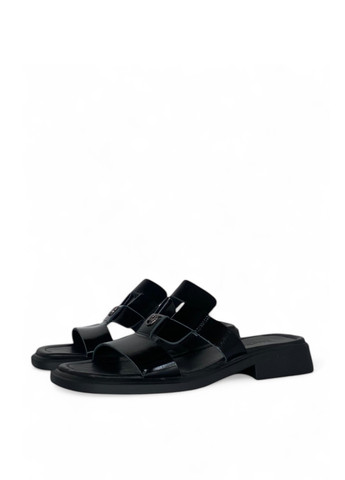 Черные шлепанцы Fabio Monelli с логотипом, лаковые