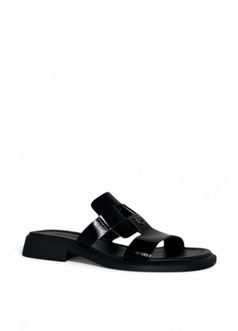 Черные шлепанцы Fabio Monelli с логотипом, лаковые