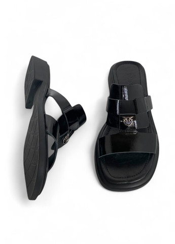 Черные шлепанцы Fabio Monelli с логотипом, лаковые