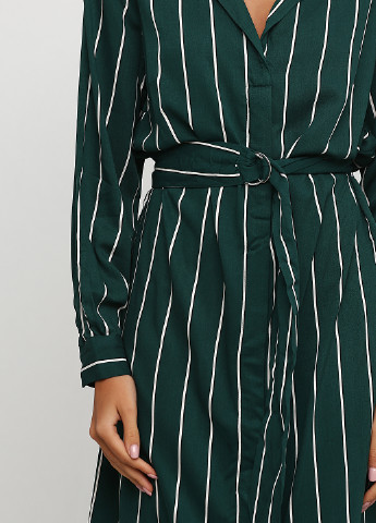 Зеленое кэжуал платье рубашка H&M в полоску