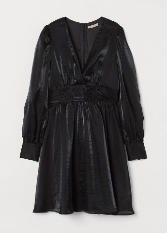 Чорна кежуал сукня кльош, на запах H&M однотонна
