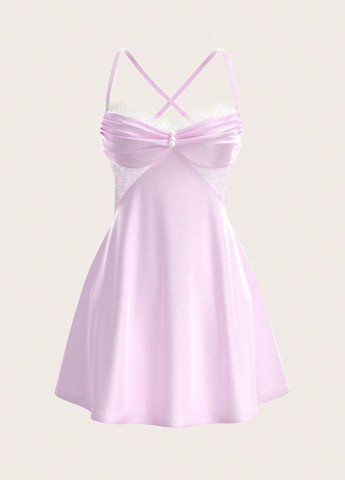 Рожева кежуал сукня з пишною спідницею, з відкритою спиною SHEIN однотонна