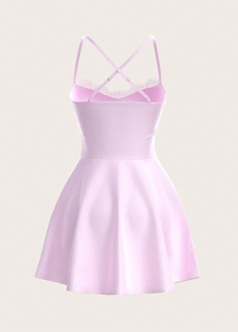 Рожева кежуал сукня з пишною спідницею, з відкритою спиною SHEIN однотонна