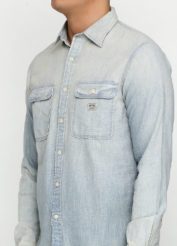 Голубой джинсовая рубашка однотонная Ralph Lauren с длинным рукавом