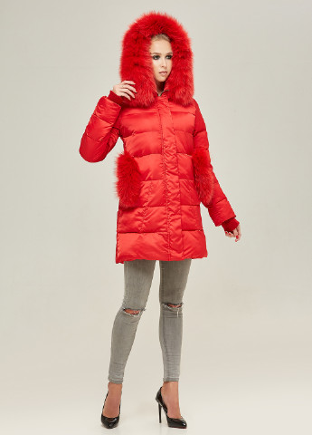 Червона зимня куртка (хутро песця) MN