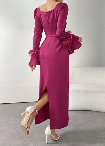 Фуксиновое (цвета Фуксия) вечернее платье футляр SHEIN однотонное