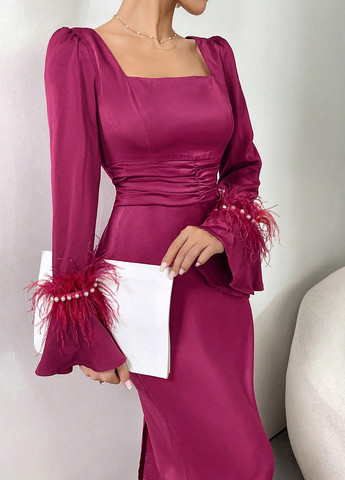 Фуксиновое (цвета Фуксия) вечернее платье футляр SHEIN однотонное