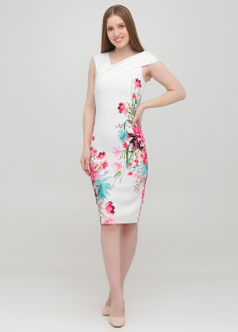 Белое кэжуал платье футляр Lipsy с цветочным принтом