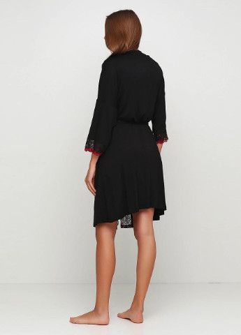 Черный демисезонный комплект (нічна сорочка, халат) Cotpark