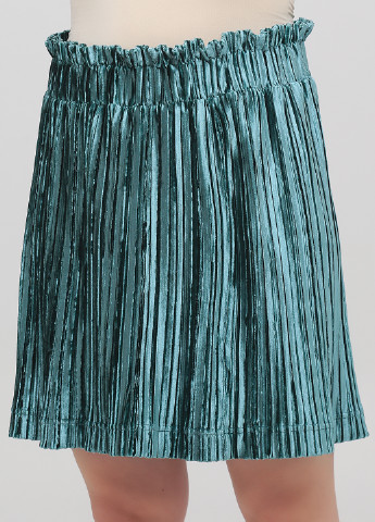 Изумрудная кэжуал однотонная юбка Monki плиссе, а-силуэта (трапеция)