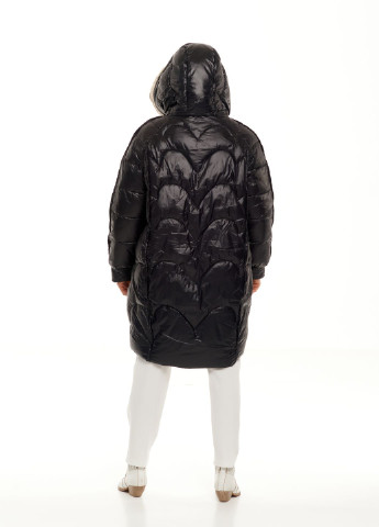 Черная зимняя подовжений теплий пальто-пуховик з кап'юшоном Actors