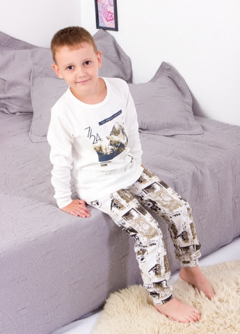 Молочная всесезон пижама для мальчика KINDER MODE