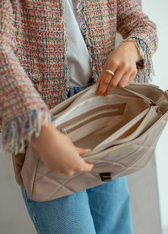 Сумка женская кросс боди экокожа стеганая (wel-66209) Бежевая WeLassie (253982357)