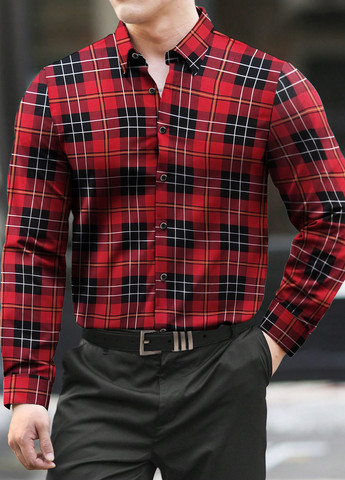 Красная кэжуал рубашка в клетку SHEIN