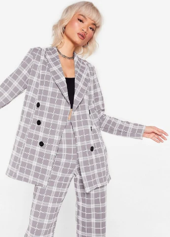Серый женский жакет Nasty Gal в клеточку - демисезонный