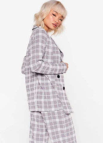 Серый женский жакет Nasty Gal в клеточку - демисезонный