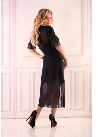 Чорний демісезонний комплект (халат, сорочка) Livia Corsetti Fashion